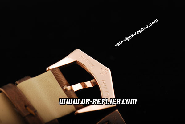 Patek Philippe Twenty-4 Rose Gold Brown Square Dial Swiss Quartz Movement Diamond Bezel Brown Leather Strap - Click Image to Close